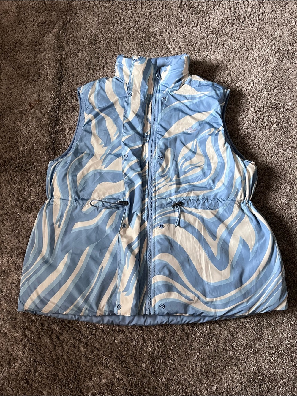 Adidas Abstract Animal Print Reversible VestSky Blue/White Size S Women